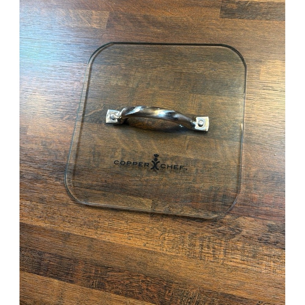 Copper chef square weighted glass press; burgers, bacon, panini.